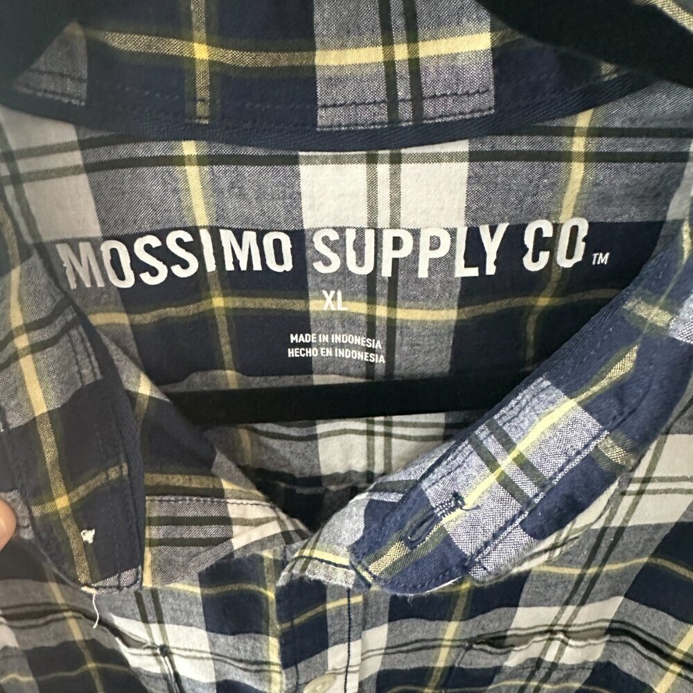 Blue, Yellow & White Mossimo Supply XL Flannel Shirt 100% Cotton - Picture 3 of 11